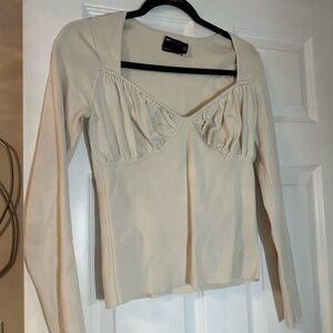 ASOS Design Cream Ribbed Top